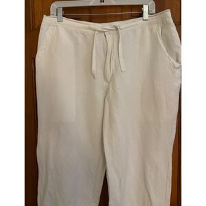 Cubavera Linen Blend Pants Men L (36-38) White Drawstring Relaxed Fit Resortwear
